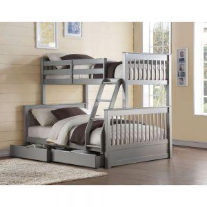 ACME HALEY II GRAY FINISH TWIN/FULL BUNK BED W/2 DRAWERS