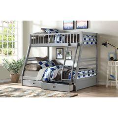 ACME JASON GRAY FINISH TWIN/FULL BUNK BED W/2 DRAWERS