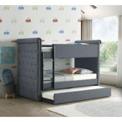 ACME ROMANA II GRAY FABRIC FINISH TWIN/TWIN BUNK BED