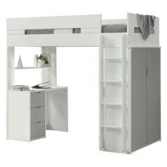 ACME NERICE WHITE & GRAY FINISH TWIN LOFT BED W/DESK & WARDROBE