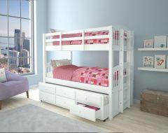 ACME MICAH WHITE FINISH TWIN/TWIN BUNK BED W/TRUNDLE & 3 DRAWERS