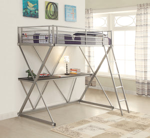 COASTER BEDROOM HYDE TWIN WORKSTATION LOFT BED SILVER