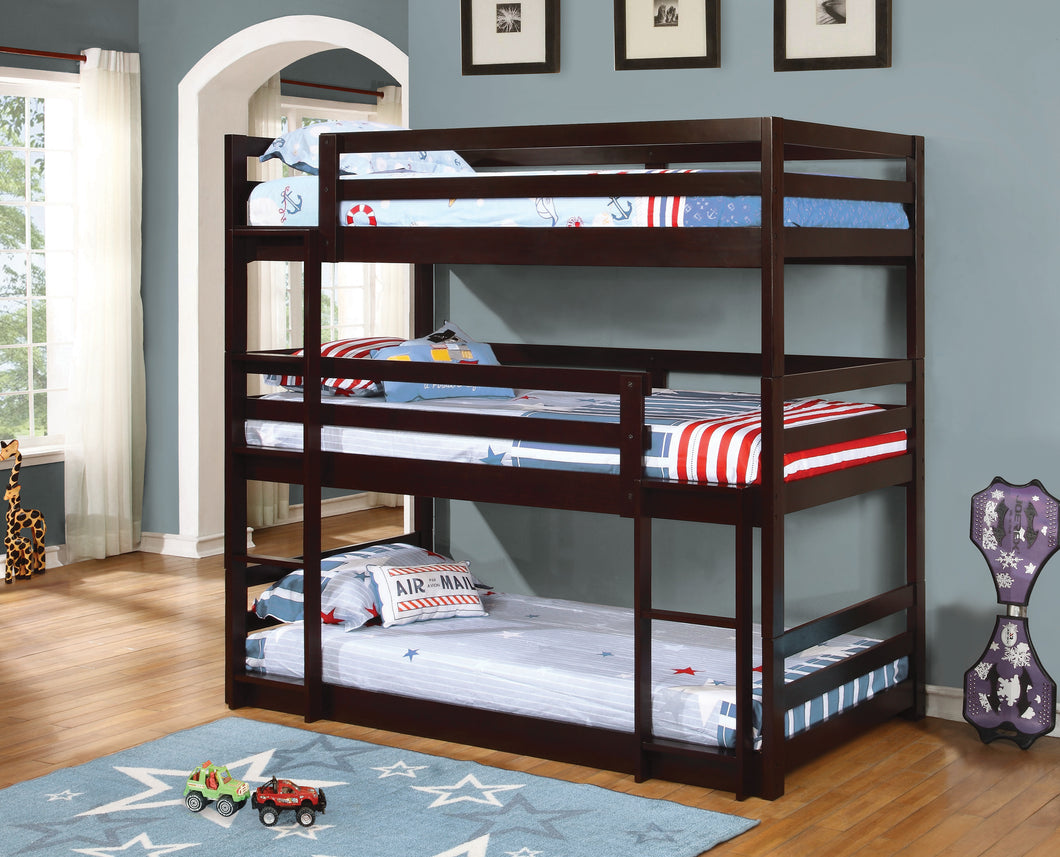 COASTER BEDROOM SANDLER TWIN TRIPLE BUNK BED CAPPUCCINO