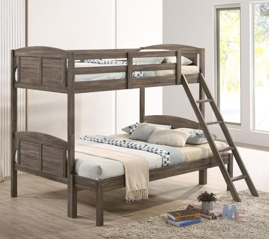 COASTER FLYNN WEATHERED BROWN TWIN/FULL BUNK BED