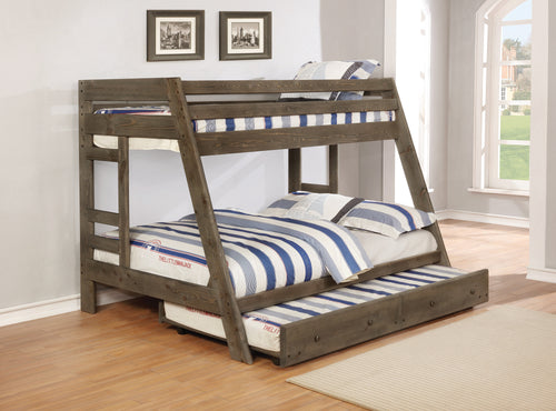 COASTER BEDROOM WRANGLE HILL TWIN OVER FULL BUNK BED GUN SMOKE