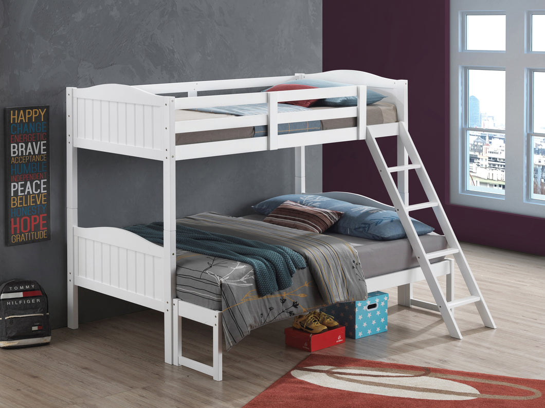 COASTER BEDROOM LITTLETON TWIN/FULL BUNK BED WITH LADDER WHITE