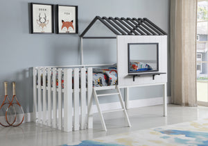 COASTER BEDROOM TIMBER HOUSE-DESIGNED TWIN LOFT BED WHITE AND GUNMETAL