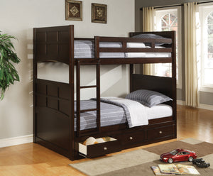 COASTER BEDROOM JASPER TWIN OVER TWIN BUNK BED WITH LADDER CAPPUCCINO