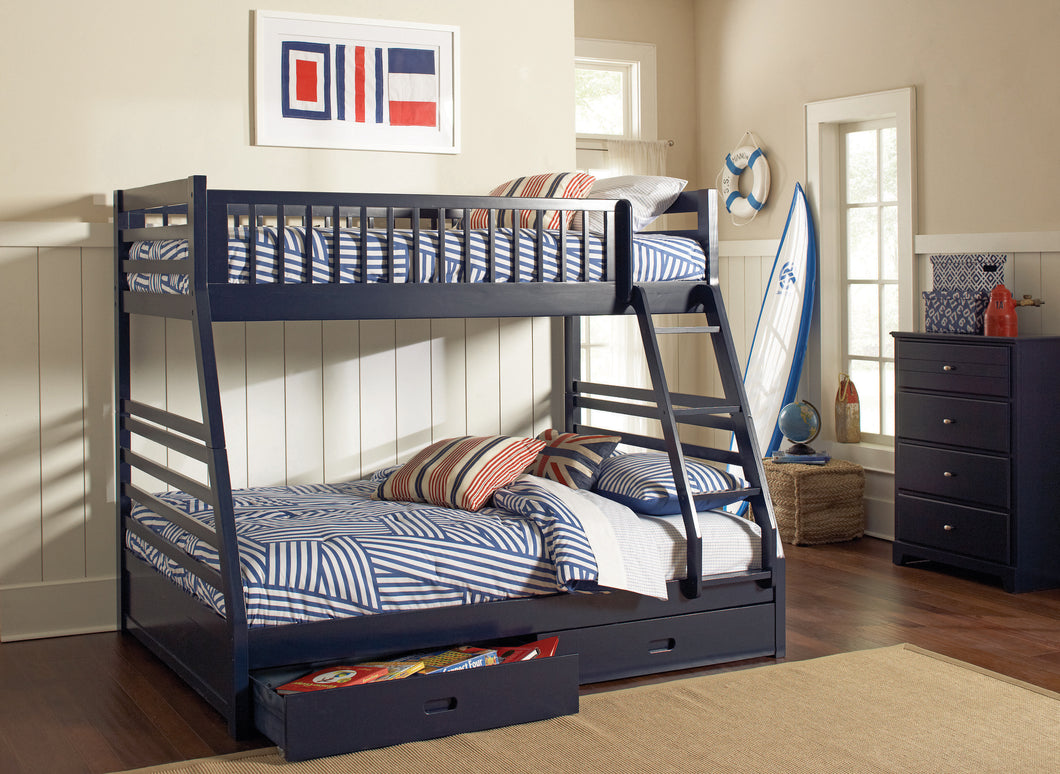 COASTER BEDROOM ASHTON TWIN OVER FULL 2-DRAWER BUNK BED NAVY BLUE