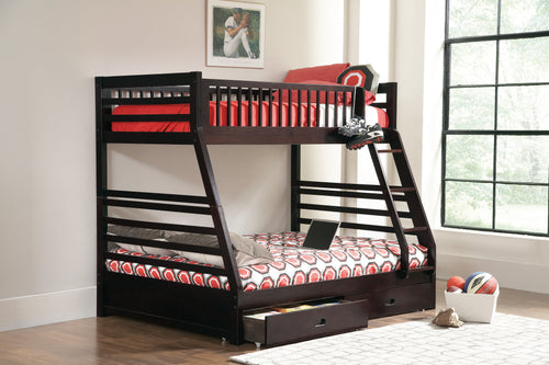 COASTER BEDROOM ASHTON TWIN OVER FULL 2-DRAWER BUNK BED CAPPUCCINO