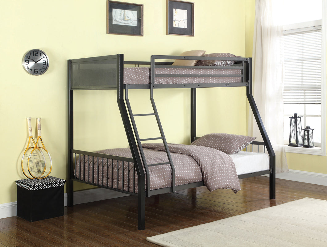 COASTER MEYERS BLACK AND GUNMETAL TWIN OVER FULL METAL BUNK BED