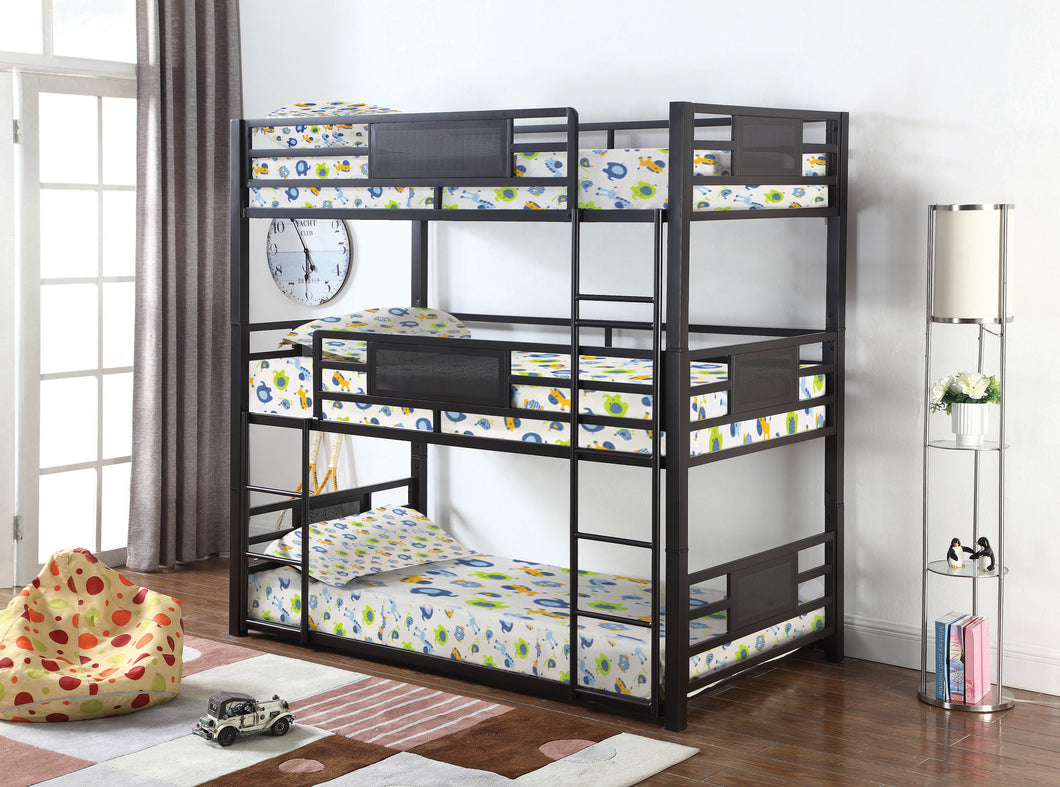 COASTER BEDROOM ROGEN TWIN TRIPLE BUNK BED DARK BRONZE