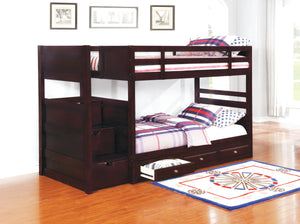 COASTER BEDROOM ELLIOTT TWIN OVER TWIN STAIRWAY BUNK BED CAPPUCCINO