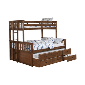 COASTER BEDROOM ATKIN TWIN EXTRA LONG OVER QUEEN 3-DRAWER BUNK BED WEATHERED WALNUT