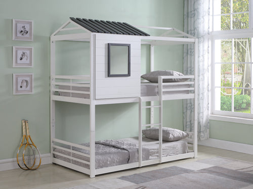 COASTER BEDROOM BELTON HOUSE-THEMED TWIN OVER TWIN BUNK BED WHITE