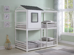 COASTER BEDROOM BELTON HOUSE-THEMED TWIN OVER TWIN BUNK BED WHITE