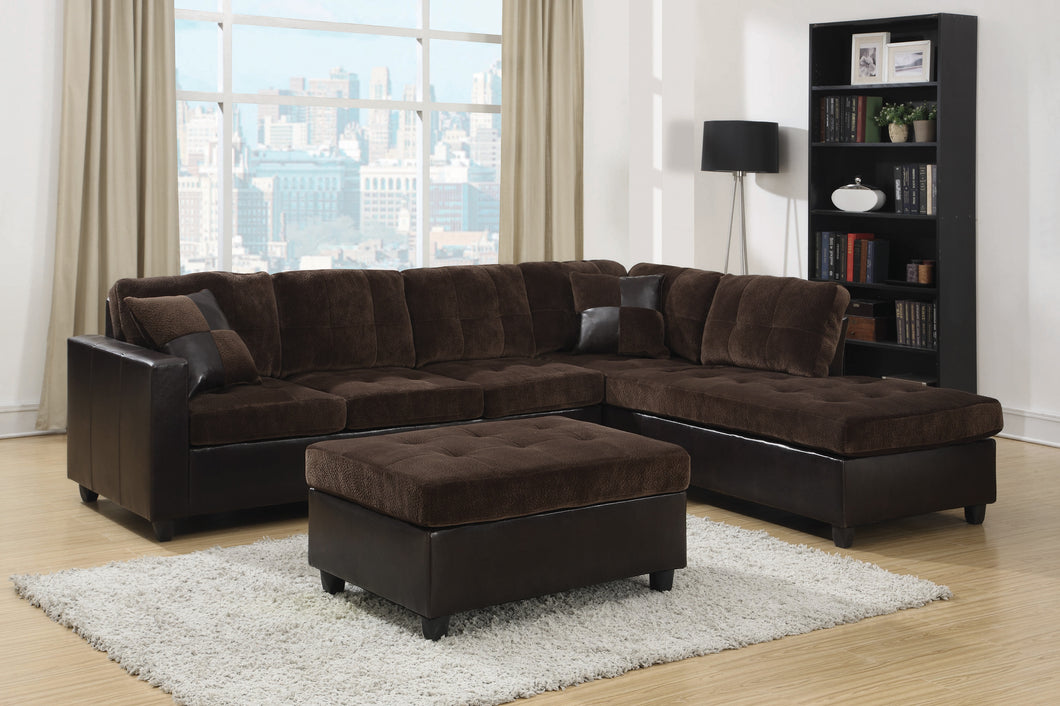 COASTER LIVING-ROOM MALLORY TUFTED UPHOLSTERED SECTIONAL DARK CHOCOLATE