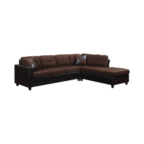 COASTER LIVING-ROOM MALLORY UPHOLSTERED SECTIONAL CHOCOLATE AND DARK BROWN