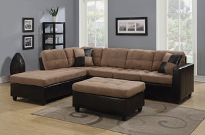 COASTER LIVING-ROOM MALLORY UPHOLSTERED SECTIONAL TAN AND DARK BROWN