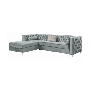 COASTER LIVING-ROOM BELLAIRE BUTTON-TUFTED UPHOLSTERED SECTIONAL SILVER