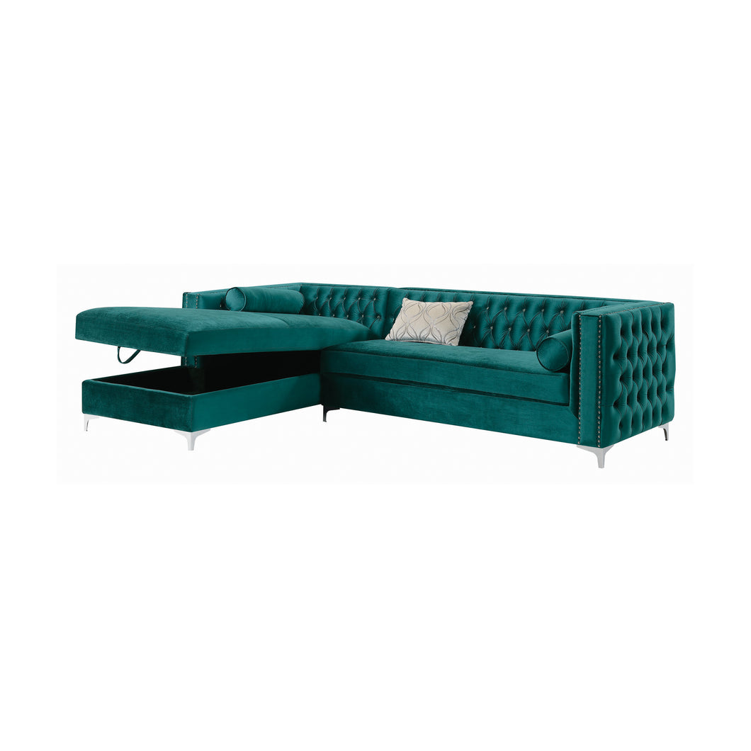 COASTER LIVING-ROOM BELLAIRE BUTTON-TUFTED UPHOLSTERED SECTIONAL TEAL