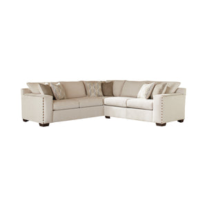 COASTER LIVING-ROOM ARIA L-SHAPED SECTIONAL WITH NAILHEAD OATMEAL