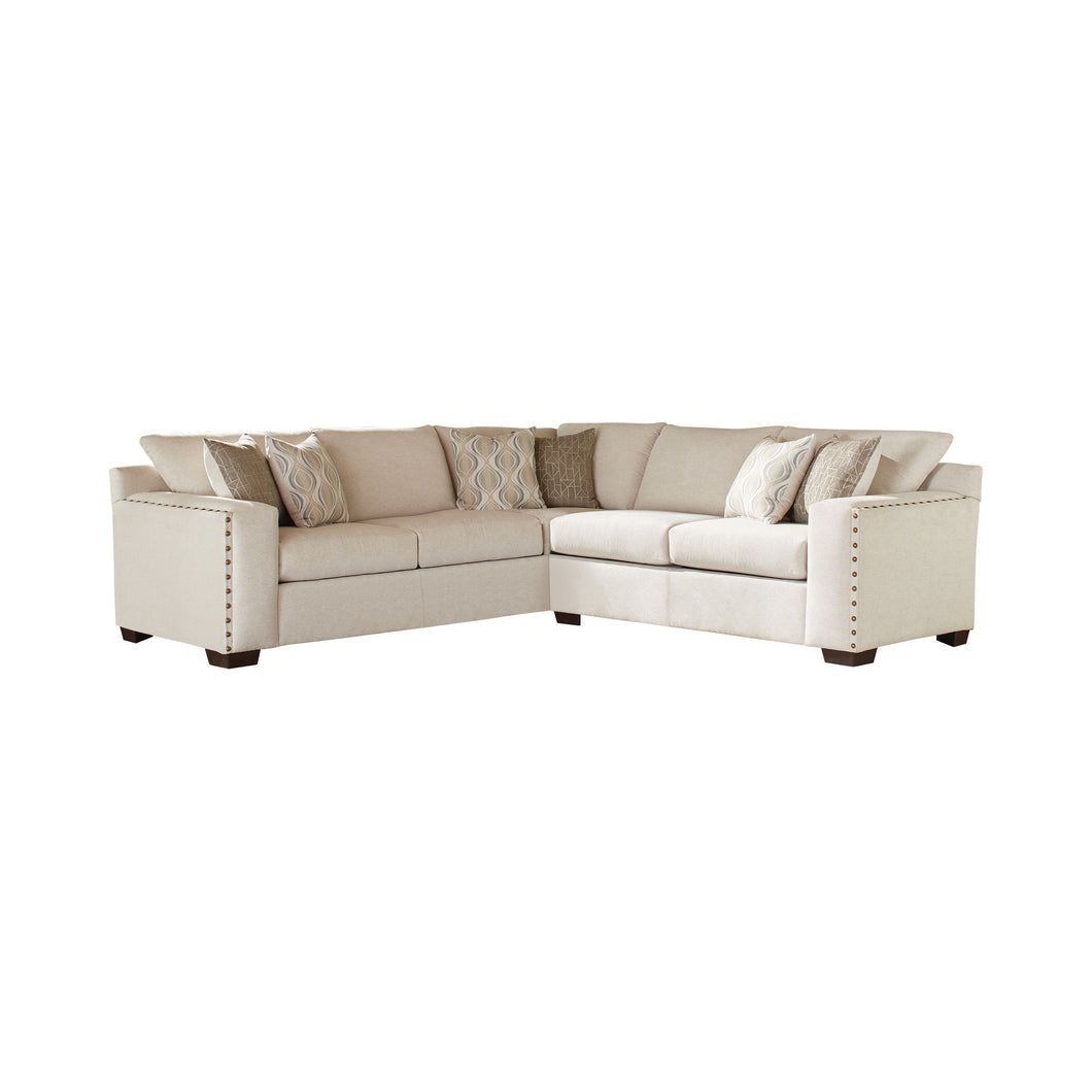 COASTER LIVING-ROOM ARIA L-SHAPED SECTIONAL WITH NAILHEAD OATMEAL