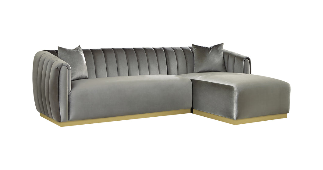 COASTER LIVING-ROOM GRISBY 2-PIECE CHANNELED TUFTED BACK SECTIONAL SILVER