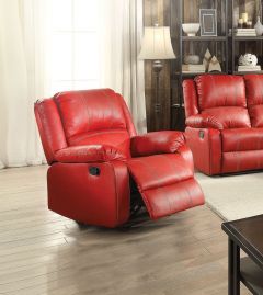 ACME ZURIEL RED PU MOTION ROCKER RECLINER