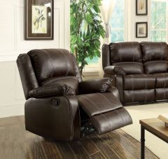 ACME ZURIEL BROWN PU MOTION ROCKER RECLINER