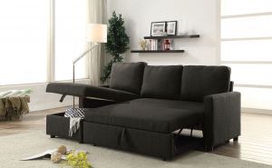 ACME HILTONS CHARCOAL LINEN SECTIONAL SOFA