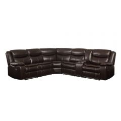 ACME TAVIN ESPRESSO LEATHER-AIRE MATCH MOTION SECTIONAL SOFA