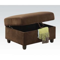 ACME BELVILLE CHOCOLATE VELVET OTTOMAN W/STORAGE