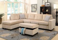 ACME BELVILLE BEIGE VELVET SECTIONAL SOFA