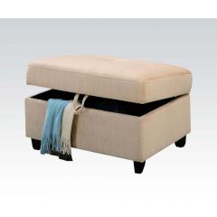 ACME BELVILLE BEIGE VELVET OTTOMAN W/STORAGE