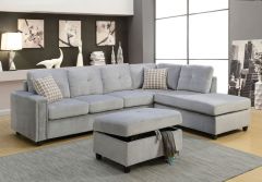 ACME BELVILLE GRAY VELVET SECTIONAL SOFA