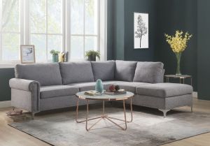 ACME MELVYN GRAY FABRIC SECTIONAL SOFA