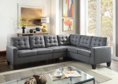 ACME EARSOM GRAY LINEN SECTIONAL SOFA