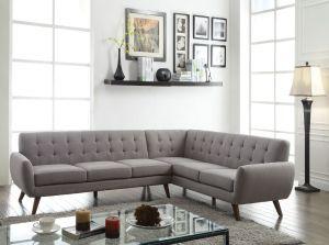 ACME ESSICK LIGHT GRAY LINEN SECTIONAL SOFA