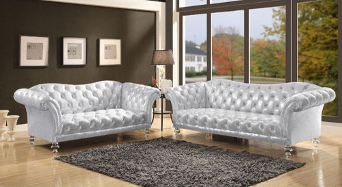 ACME DIXIE METALLIC SILVER SOFA SET (2 PC)