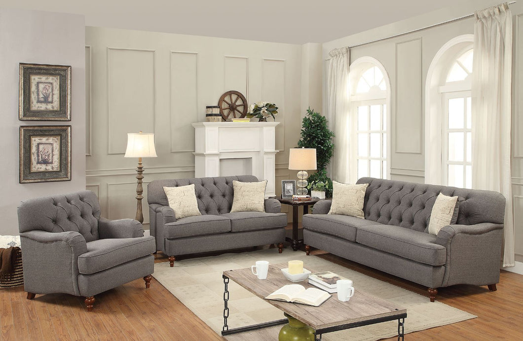 ACME ALIANZA DRAK GRAY FABRIC SOFA SET (3 PC)