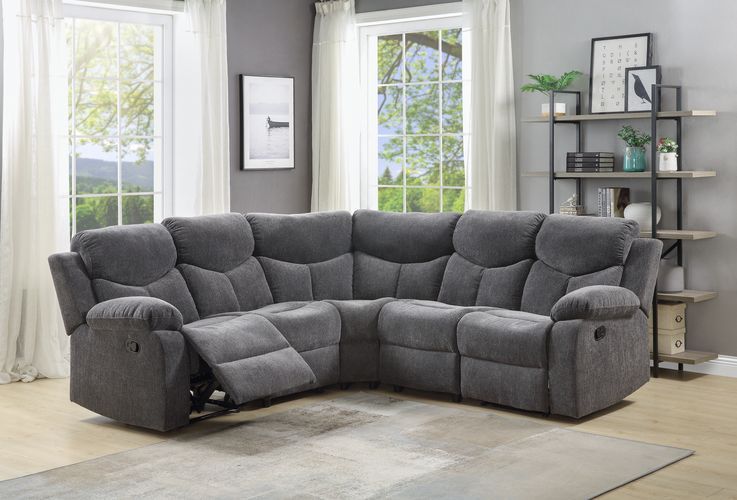 ACME KALEN GRAY CHENILLE MOTION SECTIONAL SOFA