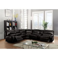 ACME SAUL BLACK LEATHER-AIRE POWER MOTION SECTIONAL SOFA