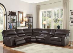 ACME SAUL ESPRESSO LEATHER-AIRE POWER MOTION SECTIONAL SOFA