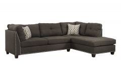 ACME LAURISSA CHARCOAL LINEN SECTIONAL SOFA & OTTOMAN W/2 PILLOWS