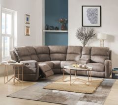 ACME OLWEN MOCHA NUBUCK POWER MOTION SECTIONAL SOFA