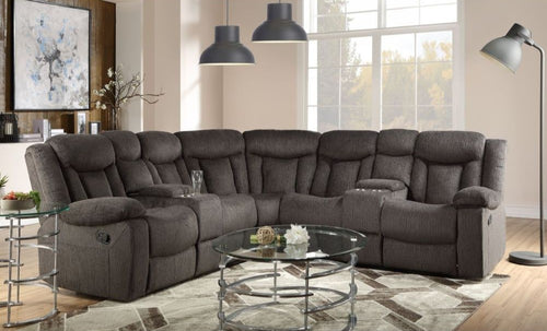 ACME RYLAN DARK BROWN FABRIC MOTION SECTIONAL SOFA