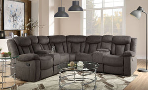 ACME RYLAN DARK BROWN FABRIC MOTION SECTIONAL SOFA