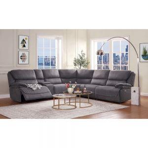 ACME NEELIX SEAL GRAY FABRIC POWER MOTION SECTIONAL SOFA