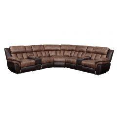 ACME JAYLEN TOFFEE & ESPRESSO POLISHED MICROFIBER MOTION SECTIONAL SOFA